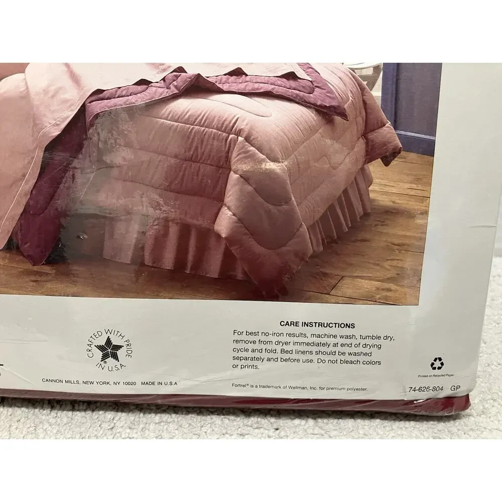Cannon Color Classics Full Flat Sheet Strawberry Wine Red No Iron Percale NEW